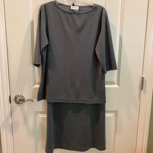 2 piece grey set top/skirt, size M